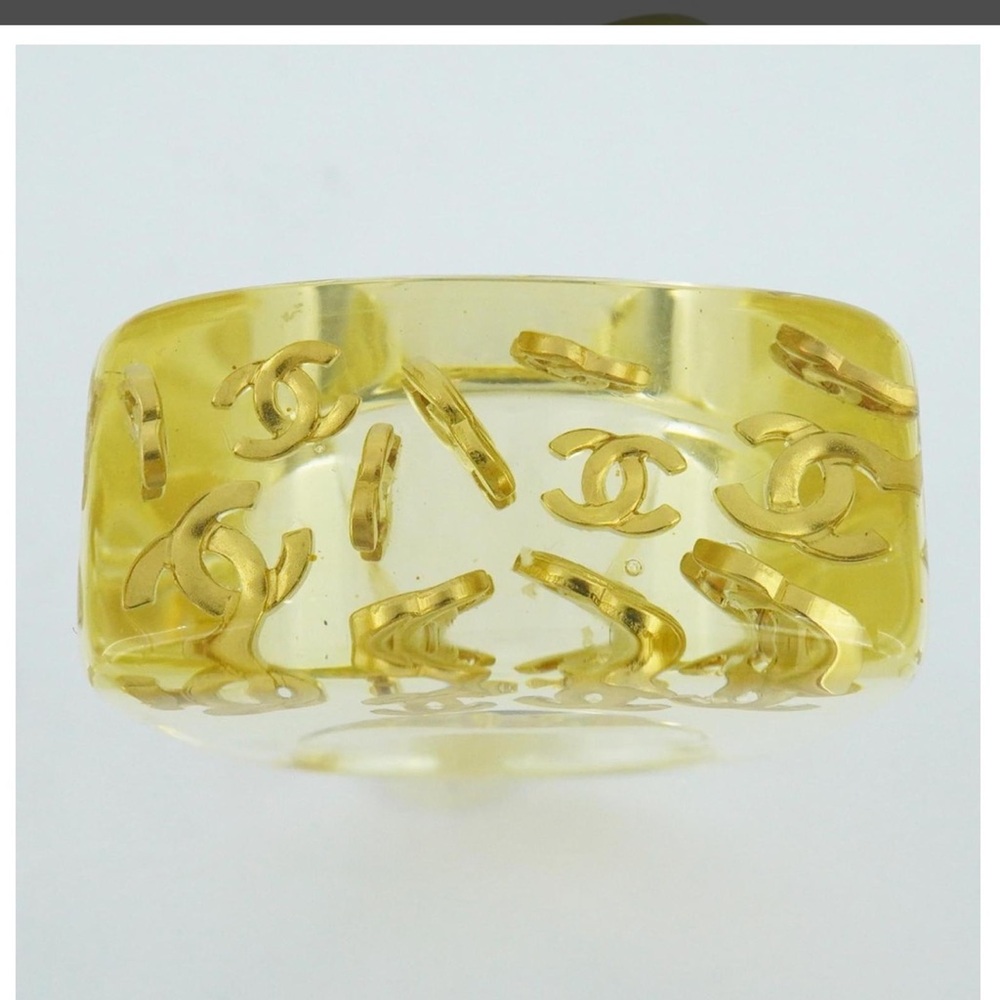 CHANEL Gold-Tone Transparent Ring